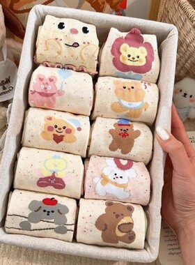 新款点子纱可爱袜子女中筒袜春秋棉袜白色卡通学生ins潮夏季短袜