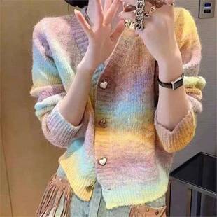 外套上衣 设计感小众针织开衫 高级感渐变色韩版 毛衣女秋冬新款