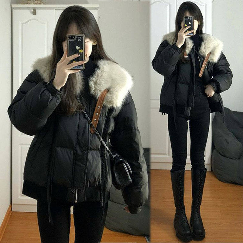 2024年新款爆款小个子法式小香风黑色棉服外套女冬季加厚欧货棉袄