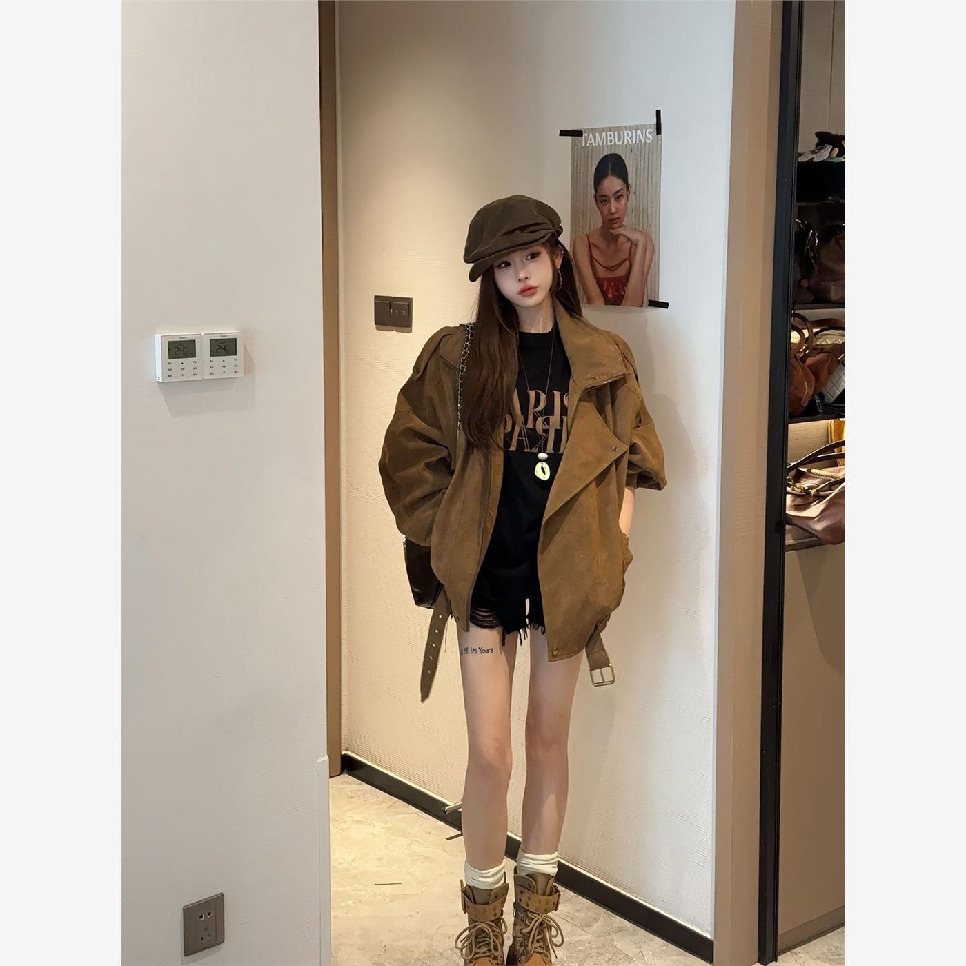 麂皮绒外套女春秋季2025新款早秋薄外套巨好看的短款夹克初秋休闲