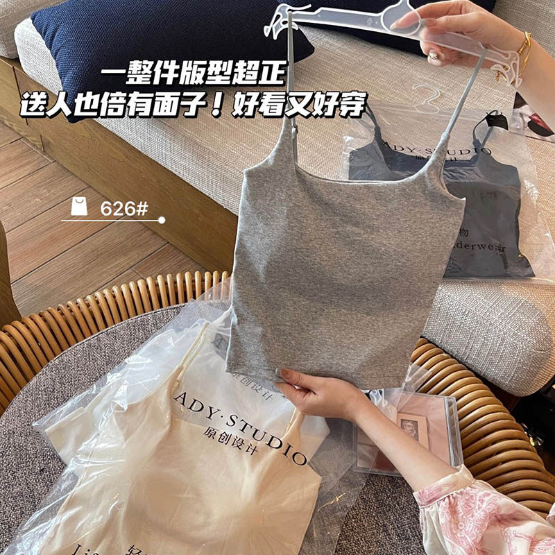 外扩纯色吊带夏季带胸垫内搭背心外穿运动美背显瘦短款打底衫上衣