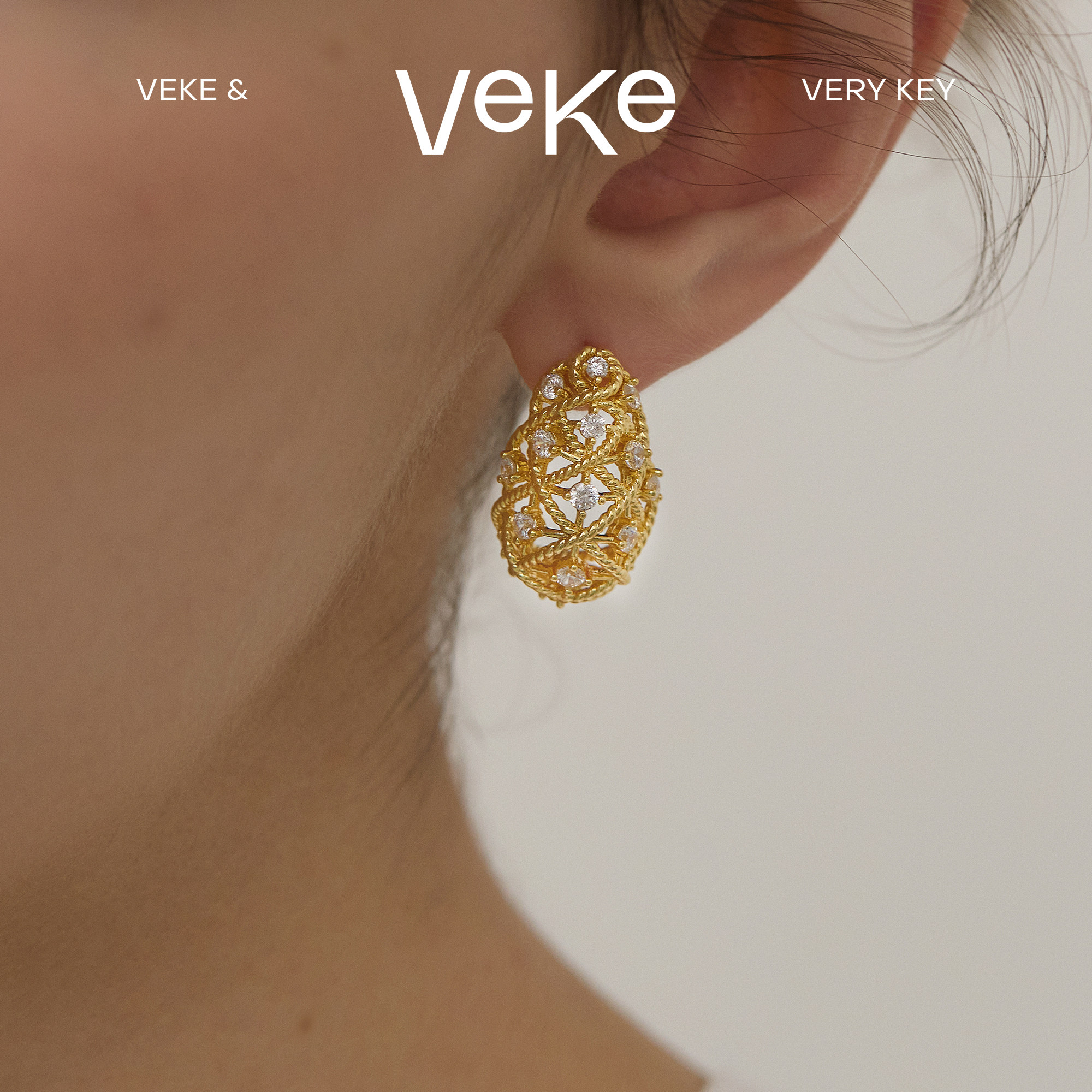 VEKE「丝光」镂空设计款时尚复古耳饰精致耳钉女SE19868A,饰品/流行首饰/时尚饰品新,耳环,淘宝优惠券,粉丝福利购,淘宝优惠卷