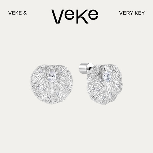 VEKE「荷叶田田」耳饰复古新中式925银针耳环耳钉SE14704A