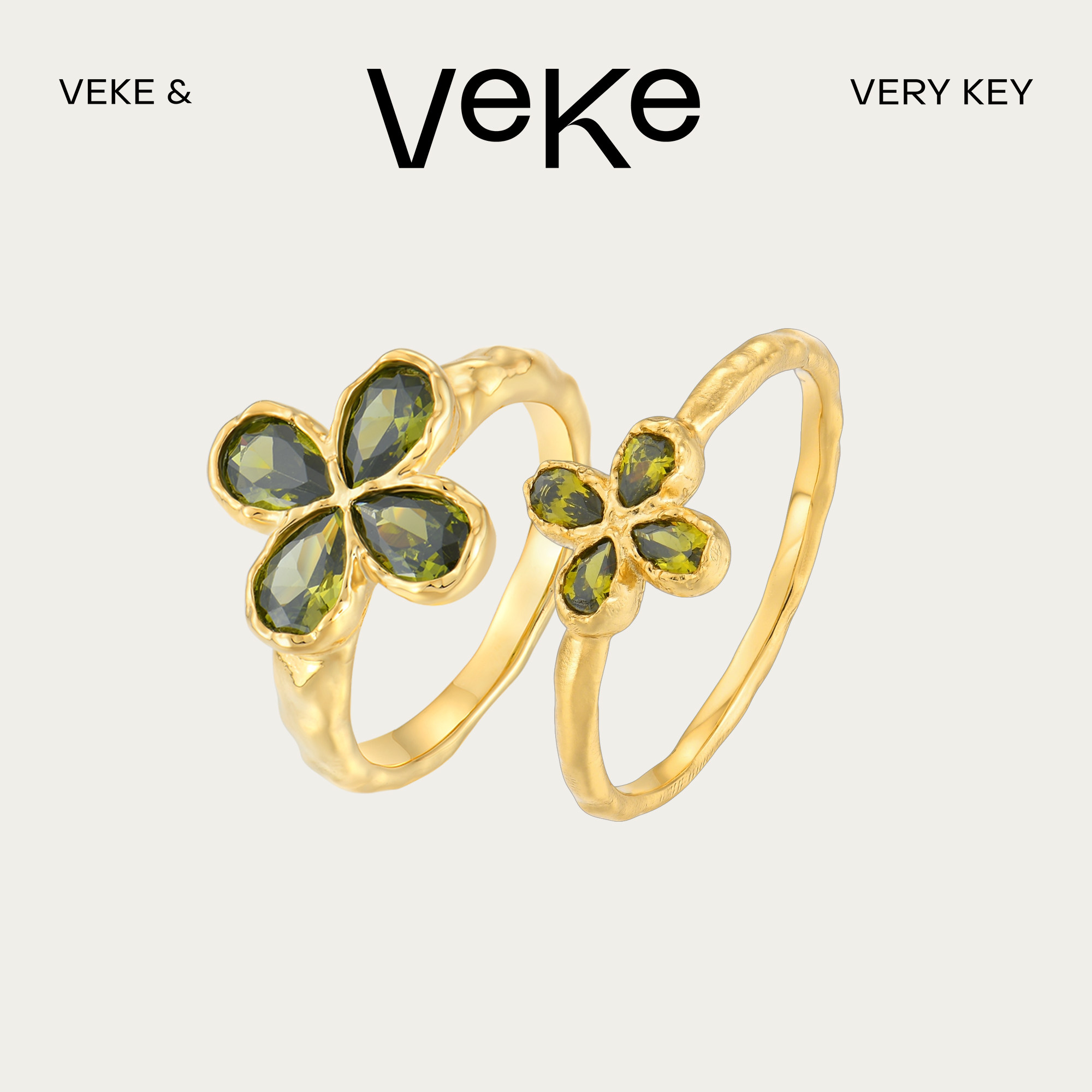 VEKE「庆春泽」精致简约戒指气质立体花朵素雅高端SR19852A