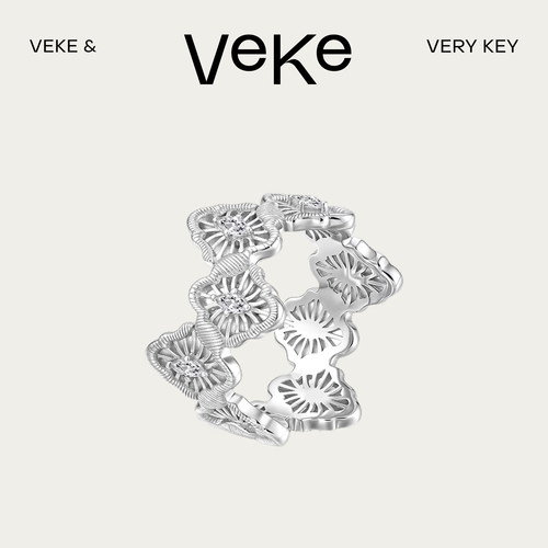 【邓佳鑫同款】VEKE「春日蕾丝」戒指小众设计镂空戒指环SR15935A
