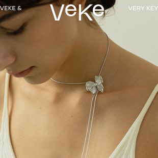 VEKE「蝴蝶梦」拉丝小众简约法式 精致可调节项链女