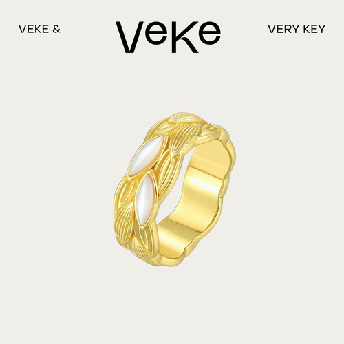 VEKE「金絮」麦穗戒指女轻奢高级戒指女精致简约SR15737A