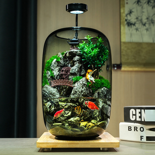 高端送礼时来运转养鱼缸苔藓微景观生态瓶桌面创意摆件办公室造景
