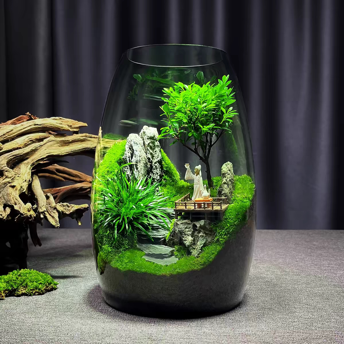 云海间苔藓微景观生态瓶微景观办公室桌面摆件养鱼绿植盆景生态瓶