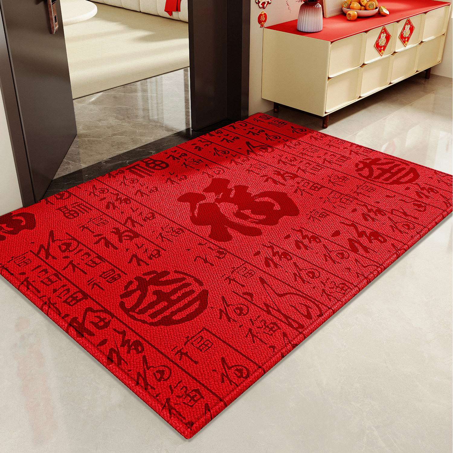 2026新款红色入户门地垫可裁剪新年门垫喜庆进门口脚垫防滑脚踏垫,居家布艺,入户地垫,淘宝优惠券,粉丝福利购,淘宝优惠卷