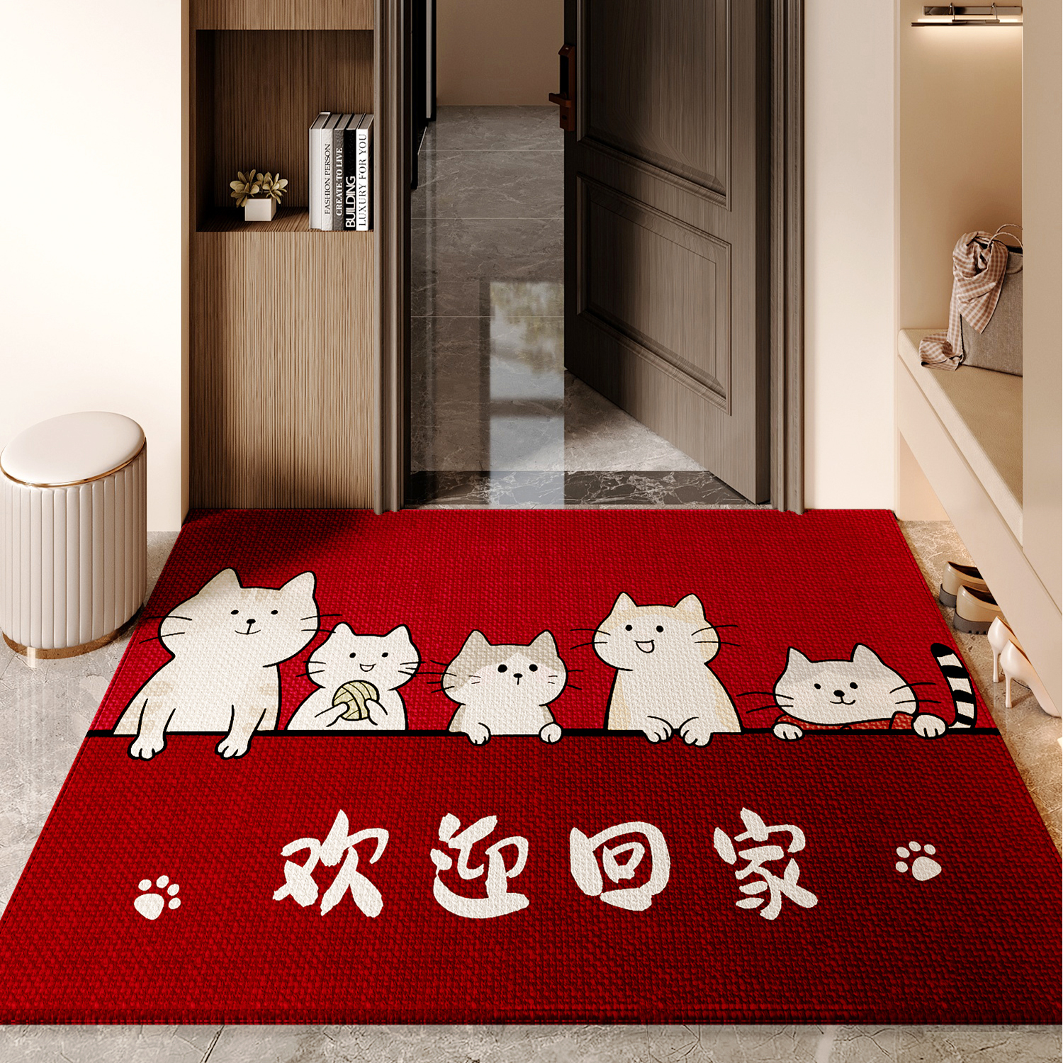 入户门地垫新年红色防滑耐脏门垫