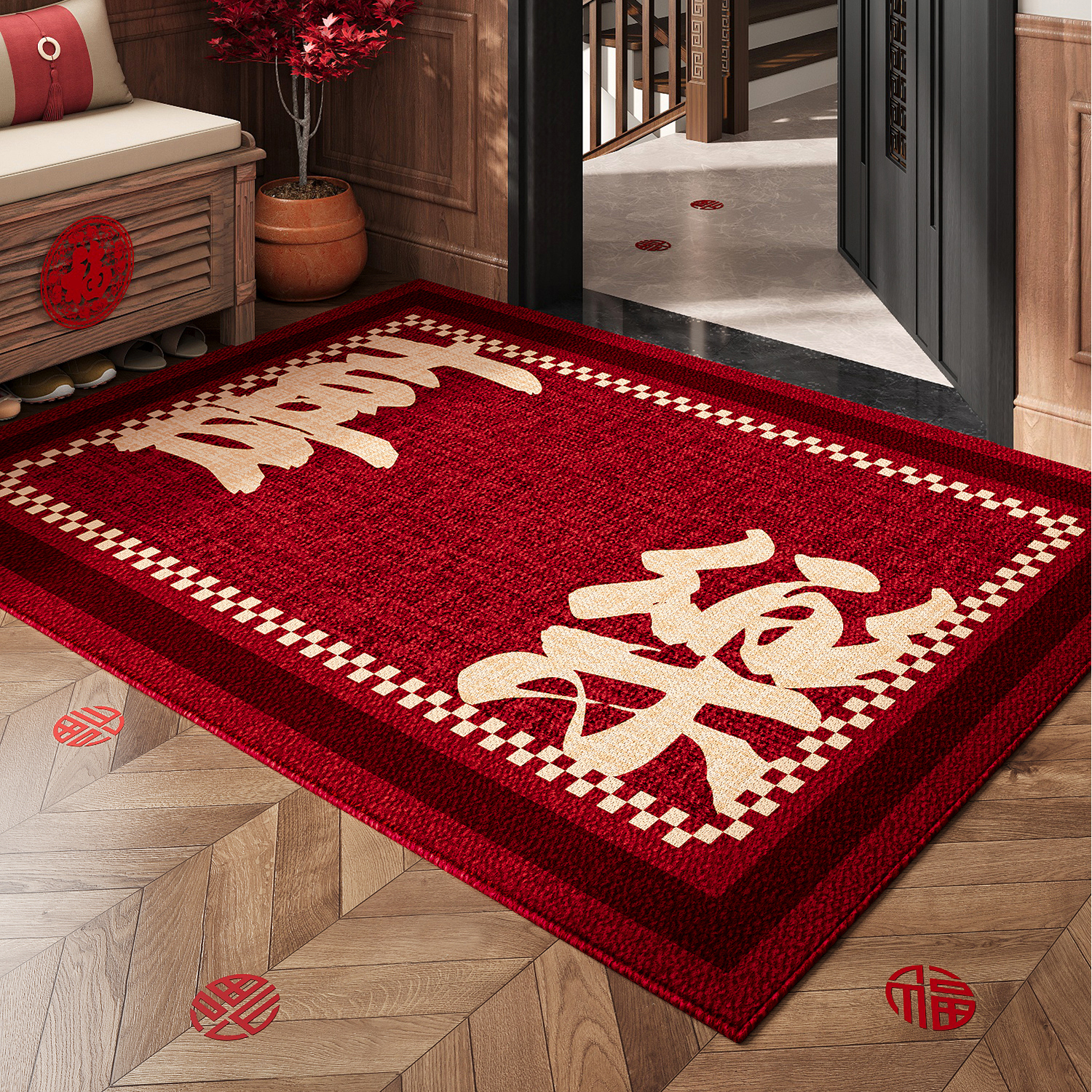 入户门地垫红色耐脏可擦免洗脚垫