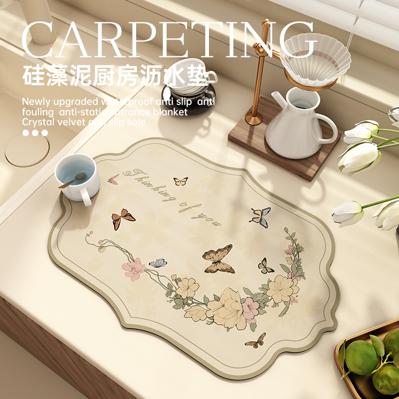 洗手台吸水垫吸水防滑耐脏硅藻泥