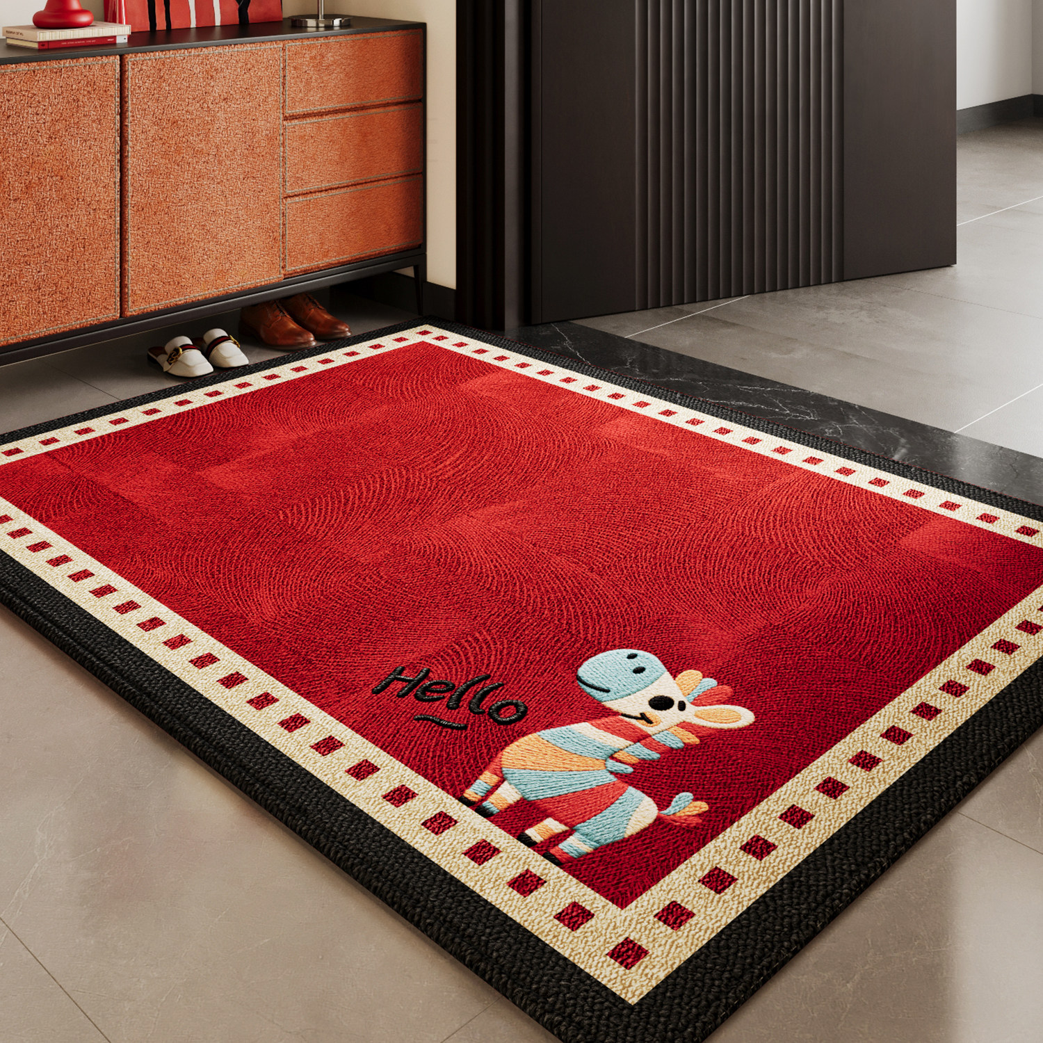 卡通红色入户门地垫喜庆防滑门垫可裁剪脚垫玄关地毯进门口脚踏垫,居家布艺,入户地垫,淘宝优惠券,粉丝福利购,淘宝优惠卷