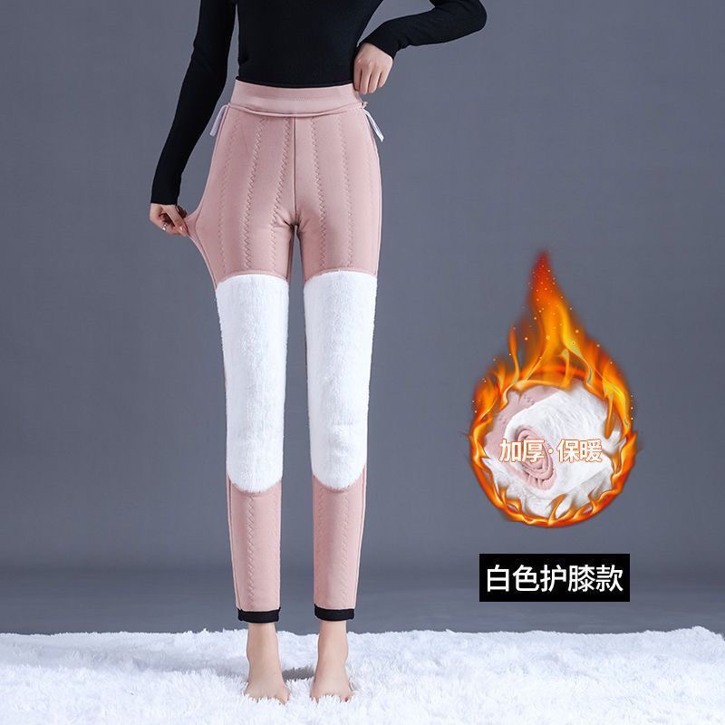 冬季女士加绒加厚1000克羊羔绒女裤外穿高腰驼绒裤大码特厚保暖裤
