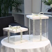 12寸单层双层三层加高蛋糕包装 网红透明生日蛋糕盒子4 盒