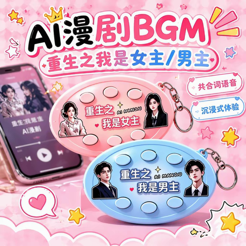 重生之我是女主男主女王bgm语音按键解压钥匙扣书包音乐小挂件饰