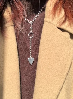 双扣项链女bm爱心安全扣嘻哈