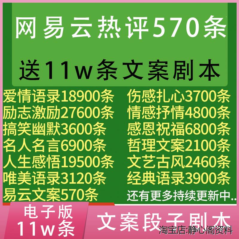 网易云音乐热评文案剧本抖音语录网抑云素材励志情感扎心伤感句子