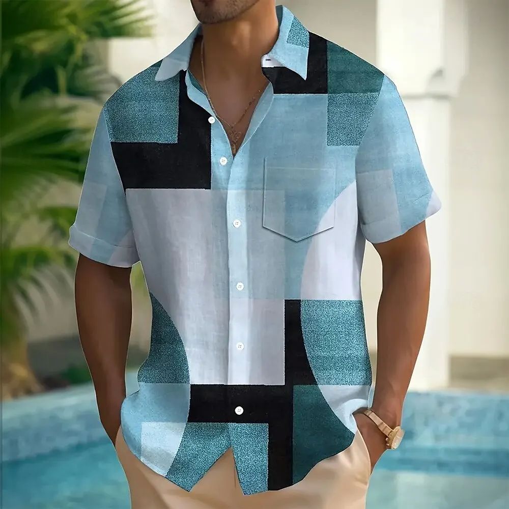 多色撞色T恤衫上衣Multi color contrasting T-shirt top for men图片