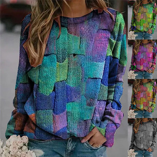 tie casual Contrast dyed sweater拼色扎染圆领卫衣 round neck