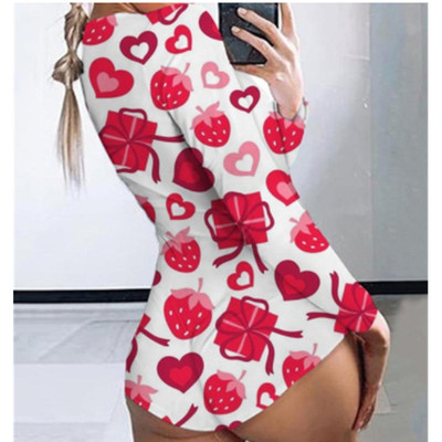 Printed Slim Fit Hip Pack Hollow Bodysuit印花包臀镂空连体衣