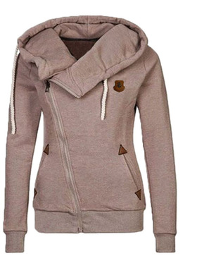 Solid Irregular Hoodie Cardigan纯色不规则连帽卫衣运动开衫女