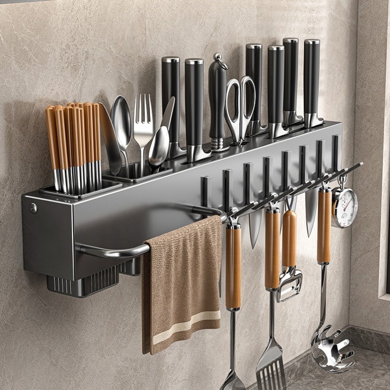 厨房多功能刀架新款空间套装多层架子调料一体挂架面刀收纳盒收纳