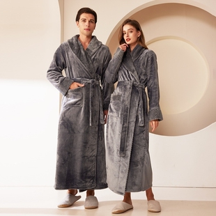 加厚浴袍男专用澡堂浴衣加大长款睡衣宾馆厚款四季长袍同款宽松女