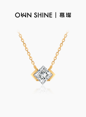 【元旦礼物】曼卡龙/慕璨小方糖情书18k金钻石项链公主30分送女友