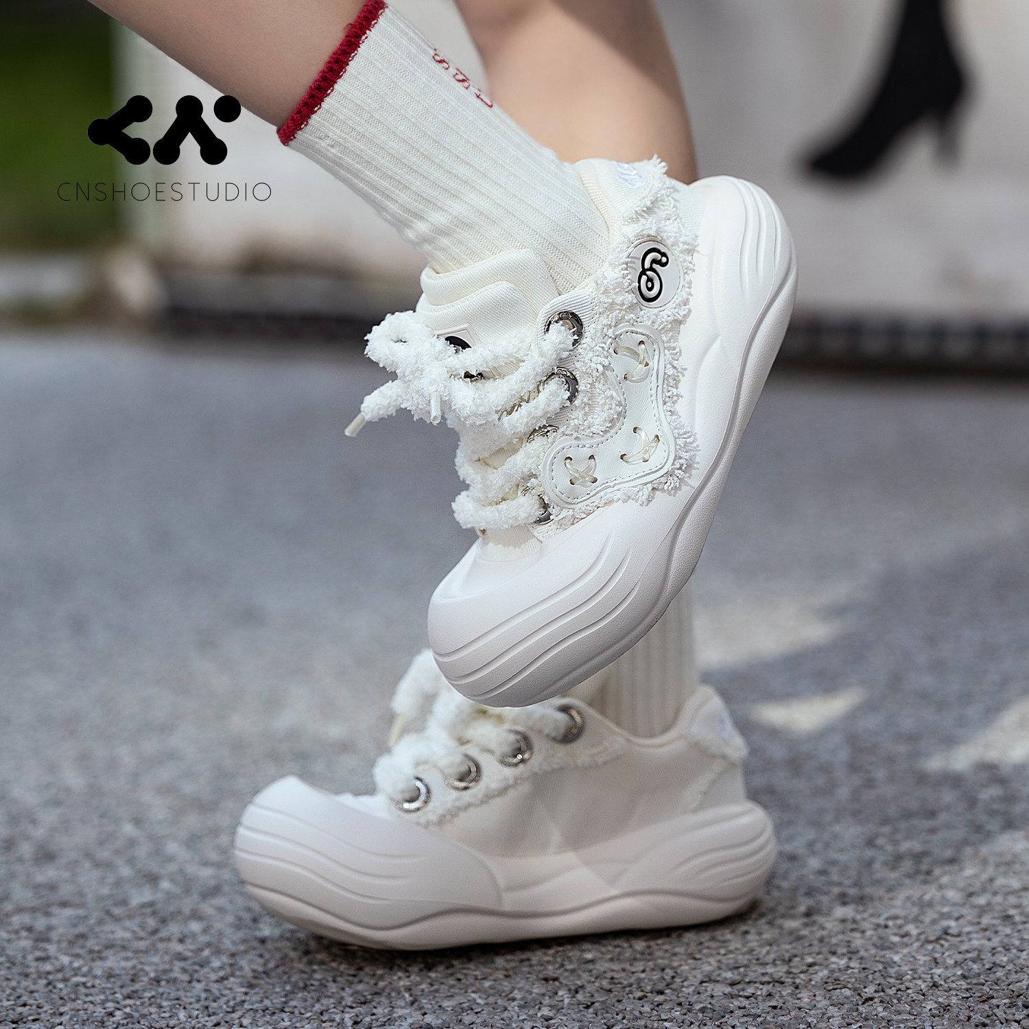 CN潮牌丑萌大头鞋厚底休闲鞋女男轻便圆头小白鞋帆布鞋面包鞋女鞋