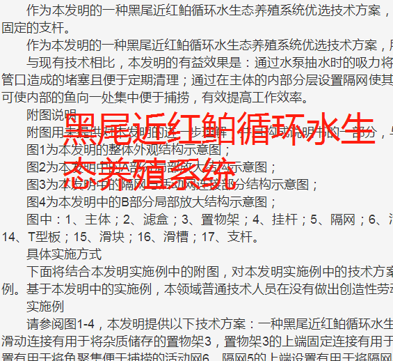 黑尾近红鲌循环水生态养殖系统，技术专利方法工艺，