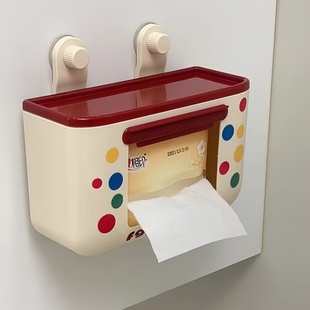 吸盘湿巾收纳盒壁挂上墙湿纸巾置物架卫生间湿厕纸洗脸巾抽纸盒