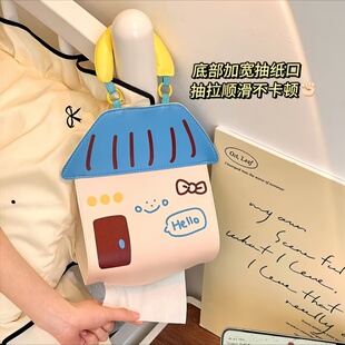 可爱卫生间纸巾挂袋卷纸盒洗漱台悬挂式洗脸巾厕纸收纳袋抽纸盒子