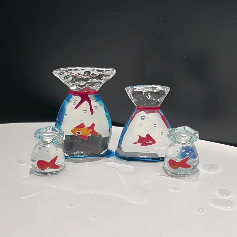 琉璃小鱼缸摆件夜光鱼袋装饰摆件