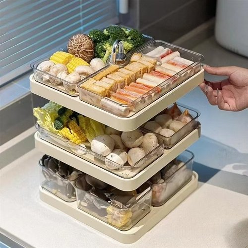 火锅配菜盘分格置物架旋转托盘