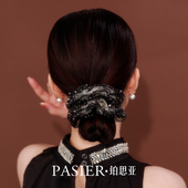 铂思亚法式 双层欧根纱大肠发圈女时尚 百搭头绳高级简约皮筋发饰