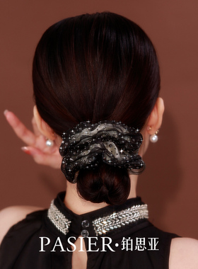 铂思亚法式双层欧根纱大肠发圈女时尚百搭头绳高级简约皮筋发饰