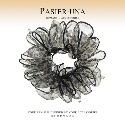 气质豹纹蓬松云朵手工发圈FB3093