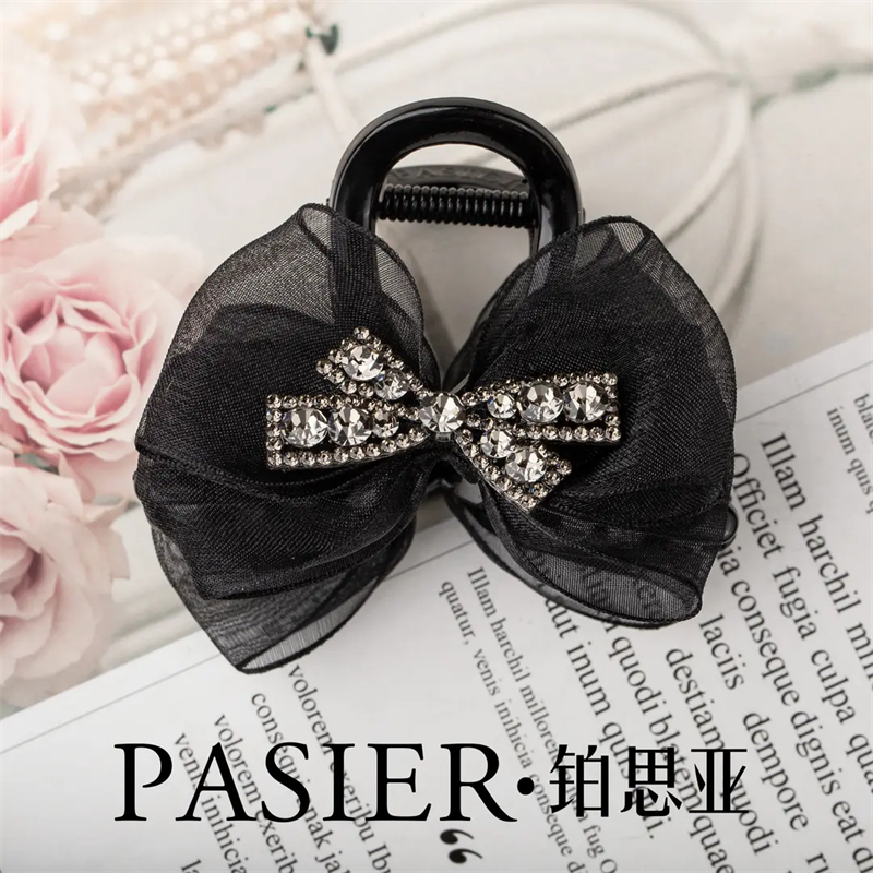 铂思亚 光遇 黑色感亮钻蝴蝶发夹FS9216黑8公分