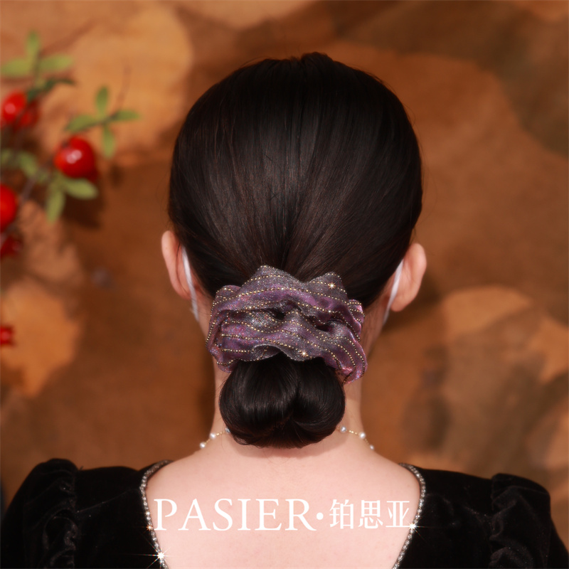 铂思亚复古紫色轻奢大肠发圈女