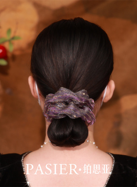 铂思亚复古紫色轻奢大肠发圈2026新款细闪头绳韩版高弹力皮筋头饰