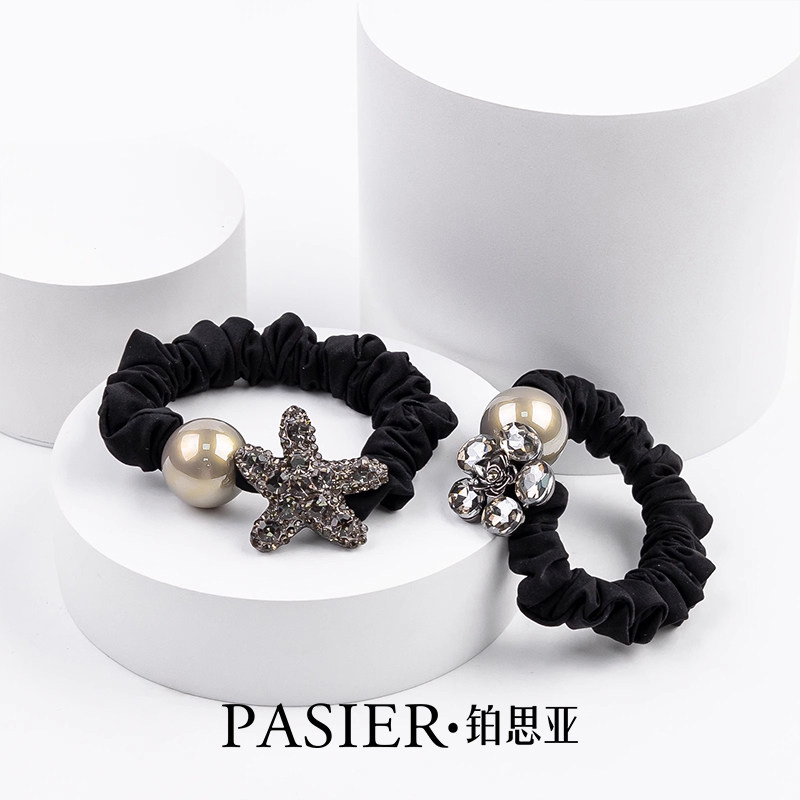 铂思亚海星花朵小肠发圈女后脑勺绑发头绳简约百搭仿珍珠皮筋头饰