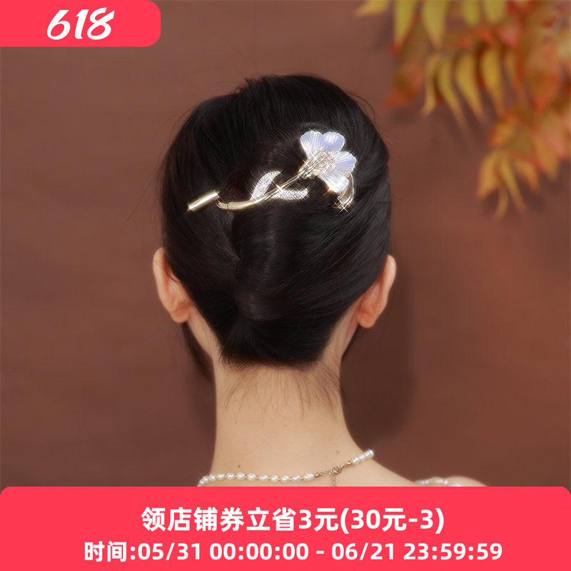 铂思亚银杏叶发夹女新中式后脑勺盘发扭扭夹精致百搭金属抓夹头饰