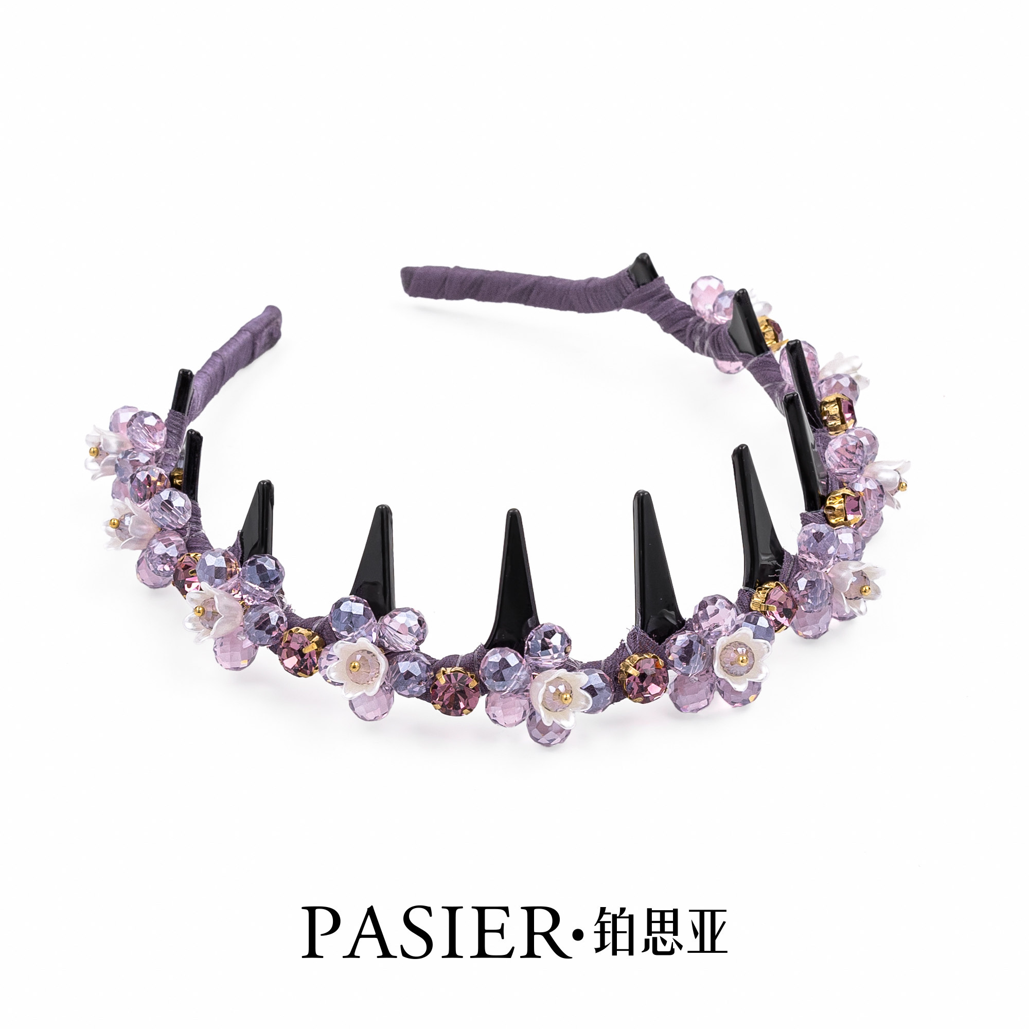 铂思亚高端系列发箍女新款铃兰花水晶发捆甜美气质高颅顶头箍发饰
