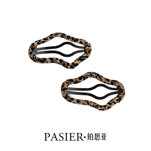 铂思亚赵露思同款豹纹云朵发夹新款侧边刘海发卡甜美气质边夹头饰