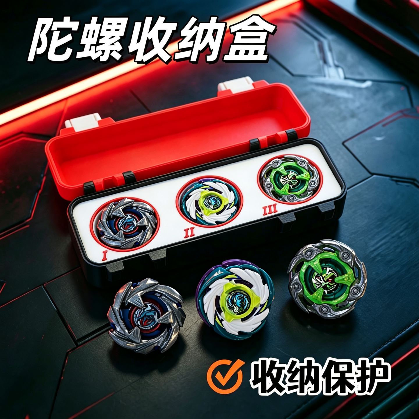 三格陀螺收纳盒爆旋陀螺收藏图片