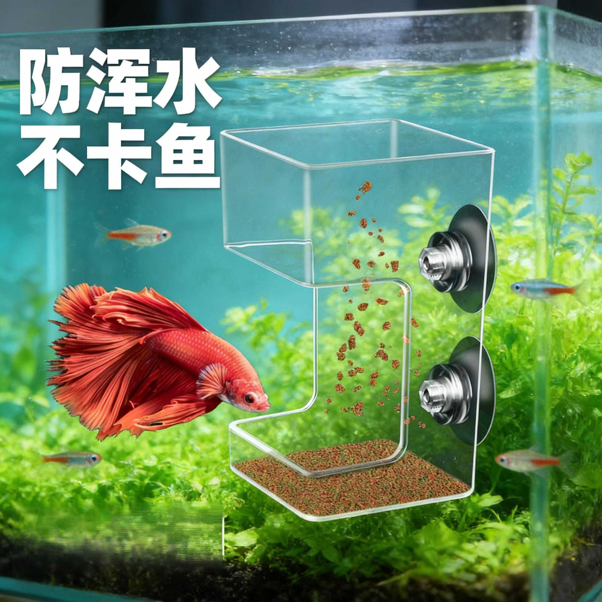 鱼缸喂食神器鱼食龟粮室内鱼缸小型孔雀鱼小鱼喂食器下沉喂食器