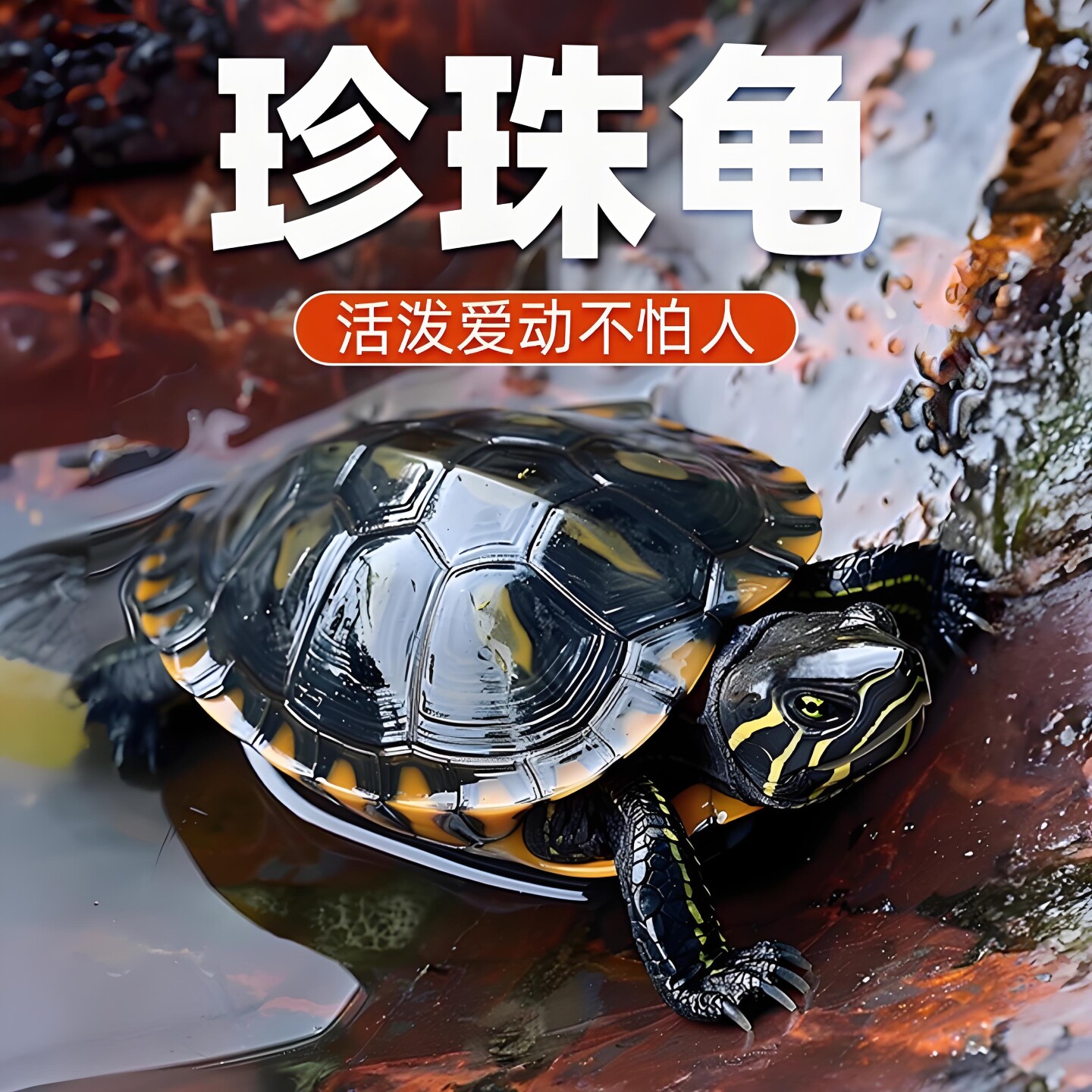 纯正珍珠龟长寿观赏龟好养耐活宠物中华花龟六线草龟情侣活体乌龟