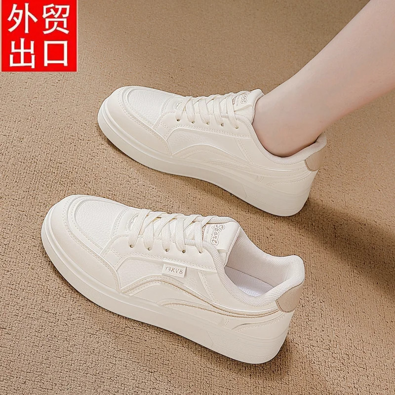 舒适防滑真皮小白鞋女2026新款秋季旅游运动休闲鞋轻便时尚平底鞋